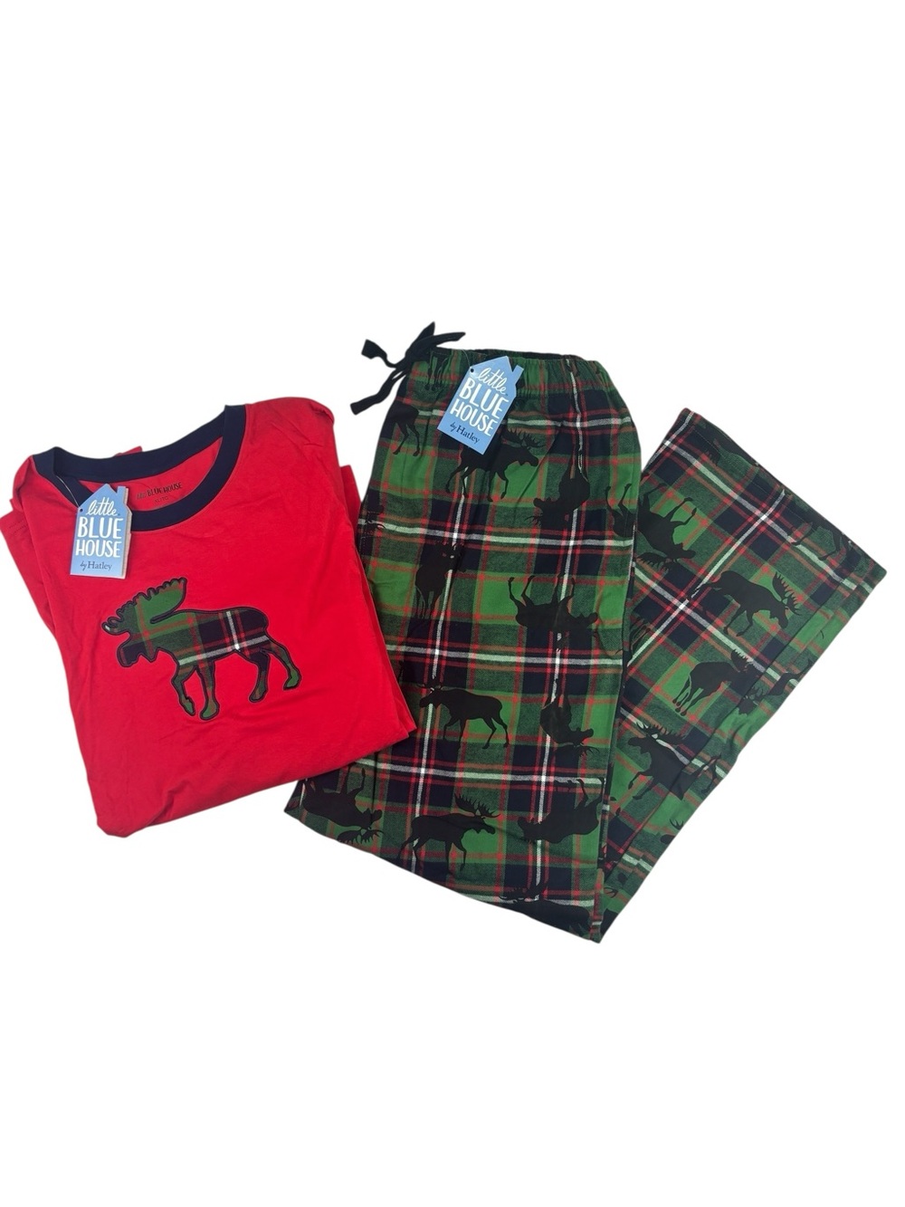 Little Blue House Mens Christmas Holiday Moose Plaid Pajama Set Size XL NWT